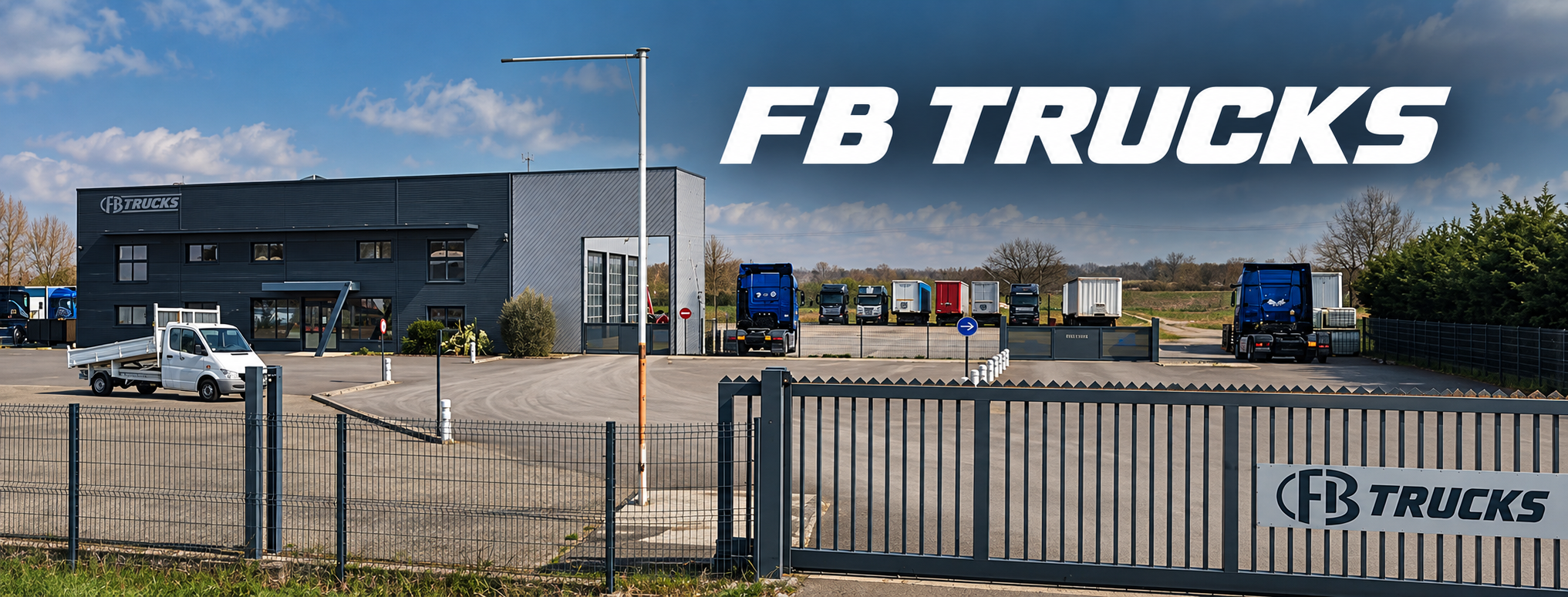 Les locaux et le parc de camions de FB Trucks à Canals